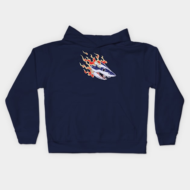 Burning Shark Tattoo Kids Hoodie by Frajtgorski